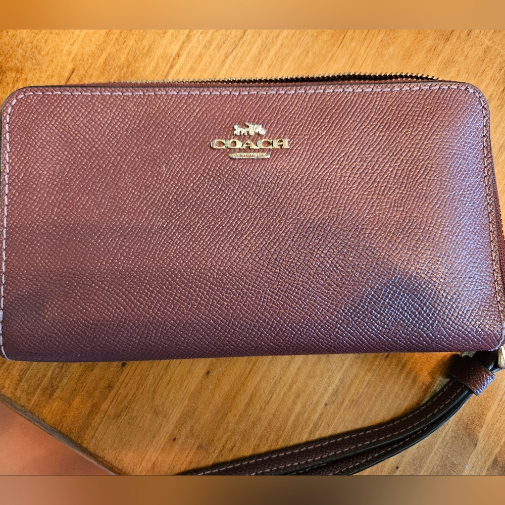 Coach Red Wine Leather Wallet